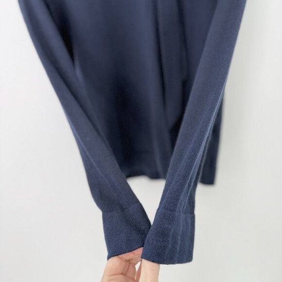 J.Crew Factory Navy Blue 100% Cotton Tie Neck Long Sleeve Sweater XXS Preppy - Picture 8 of 10